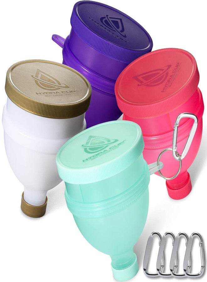 Hydra Cup [4 Pack Funnels for Filling Water Bottles with Protein Powder, 3 Compartment Pill Storage, Supplement Container Set to Go or Kitchen Use, Keychain for Shaker Cup - Image 1